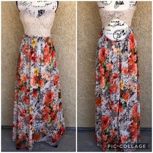Trac Sleeveless Lace & Chiffon Maxi Dress size L